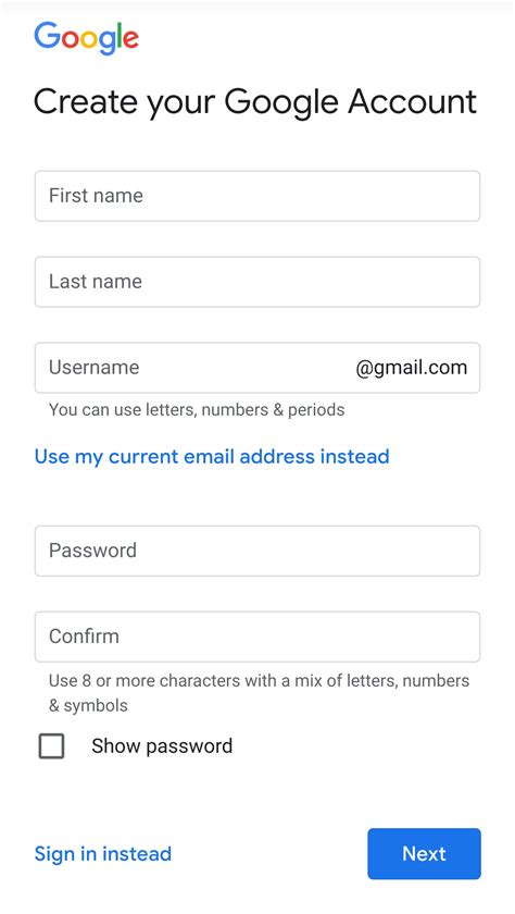 bikin|Create a Google Account